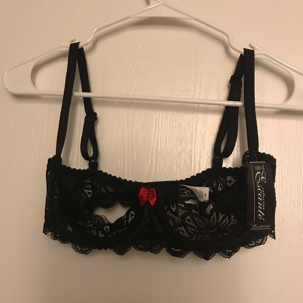 Open cup black bra